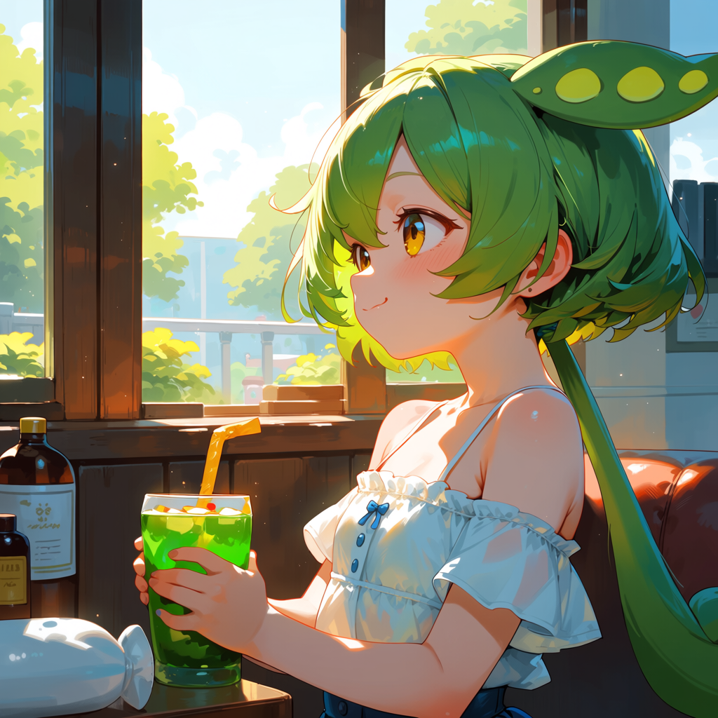 Zundamon - relaxing at cafe